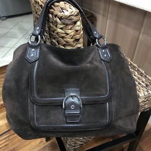 Coach brown suede messenger bag